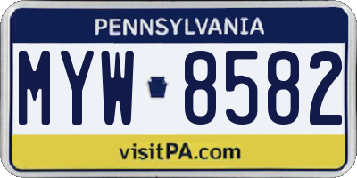 PA license plate MYW8582