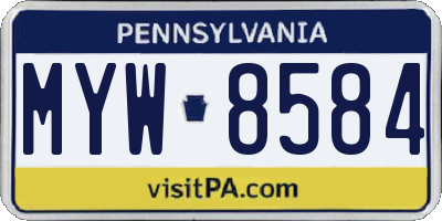 PA license plate MYW8584