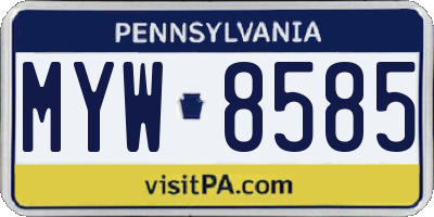 PA license plate MYW8585