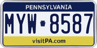 PA license plate MYW8587