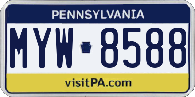 PA license plate MYW8588