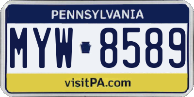 PA license plate MYW8589
