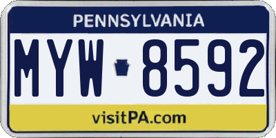 PA license plate MYW8592