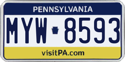 PA license plate MYW8593