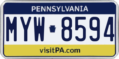 PA license plate MYW8594