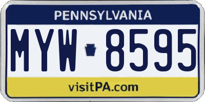 PA license plate MYW8595