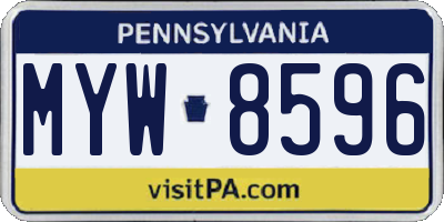 PA license plate MYW8596