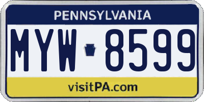 PA license plate MYW8599