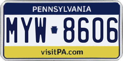 PA license plate MYW8606