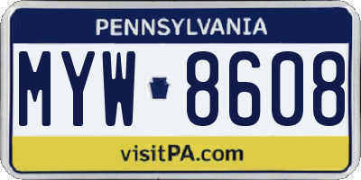 PA license plate MYW8608