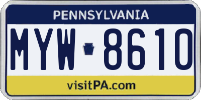 PA license plate MYW8610