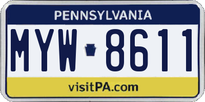 PA license plate MYW8611