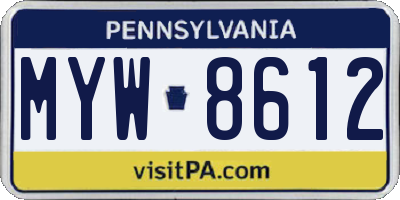 PA license plate MYW8612