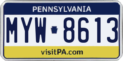 PA license plate MYW8613