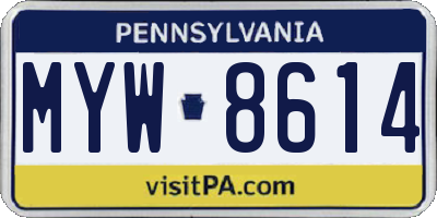 PA license plate MYW8614