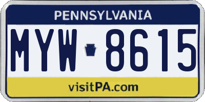PA license plate MYW8615