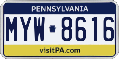 PA license plate MYW8616
