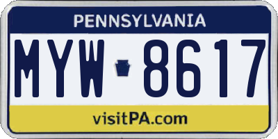 PA license plate MYW8617