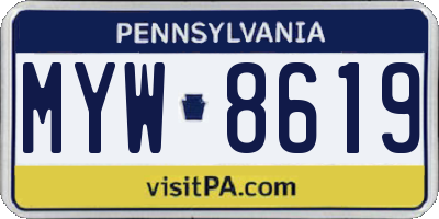 PA license plate MYW8619