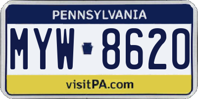 PA license plate MYW8620