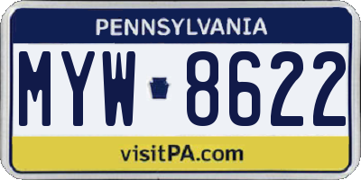 PA license plate MYW8622