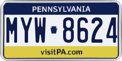 PA license plate MYW8624