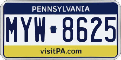 PA license plate MYW8625