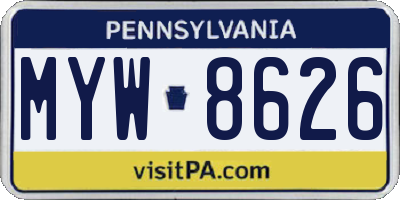 PA license plate MYW8626