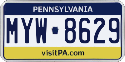 PA license plate MYW8629
