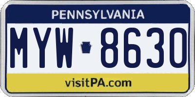PA license plate MYW8630