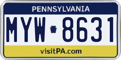 PA license plate MYW8631