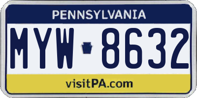 PA license plate MYW8632