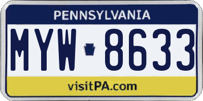 PA license plate MYW8633
