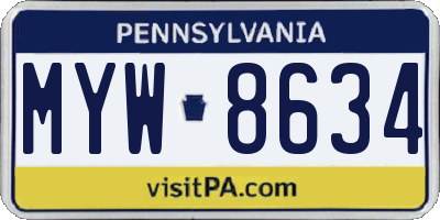 PA license plate MYW8634