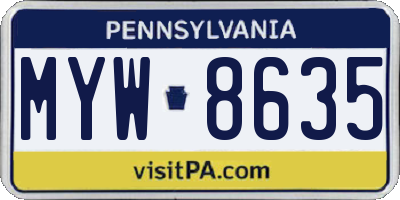 PA license plate MYW8635
