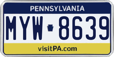 PA license plate MYW8639