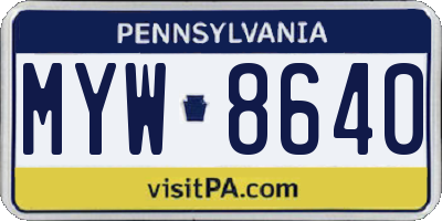 PA license plate MYW8640