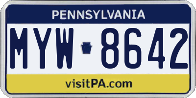 PA license plate MYW8642