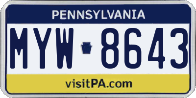 PA license plate MYW8643