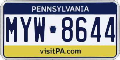 PA license plate MYW8644