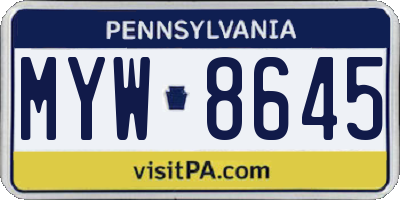 PA license plate MYW8645