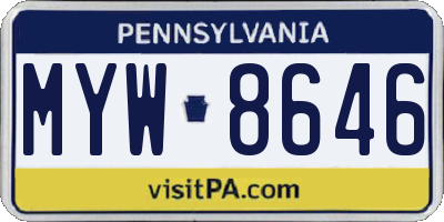 PA license plate MYW8646