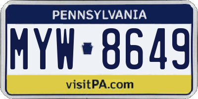 PA license plate MYW8649