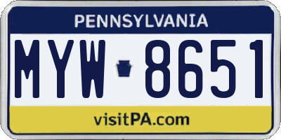 PA license plate MYW8651