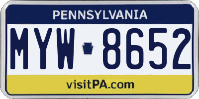 PA license plate MYW8652