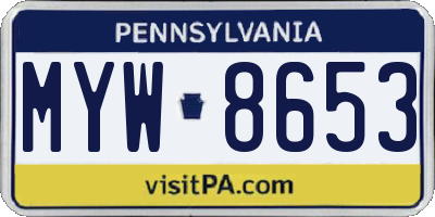 PA license plate MYW8653