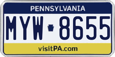 PA license plate MYW8655