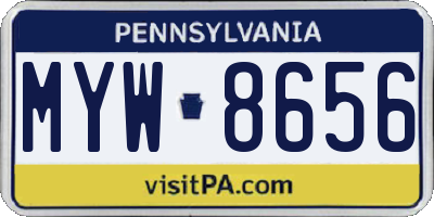 PA license plate MYW8656
