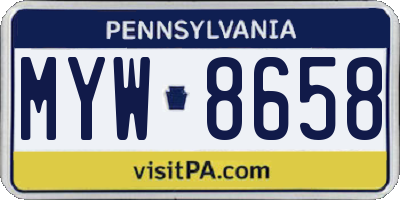 PA license plate MYW8658