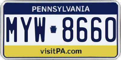 PA license plate MYW8660